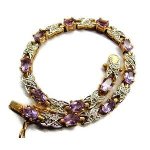 7.25" Bracelet Gold Plated 925 Sterling Silver Purple Amethyst XOX February